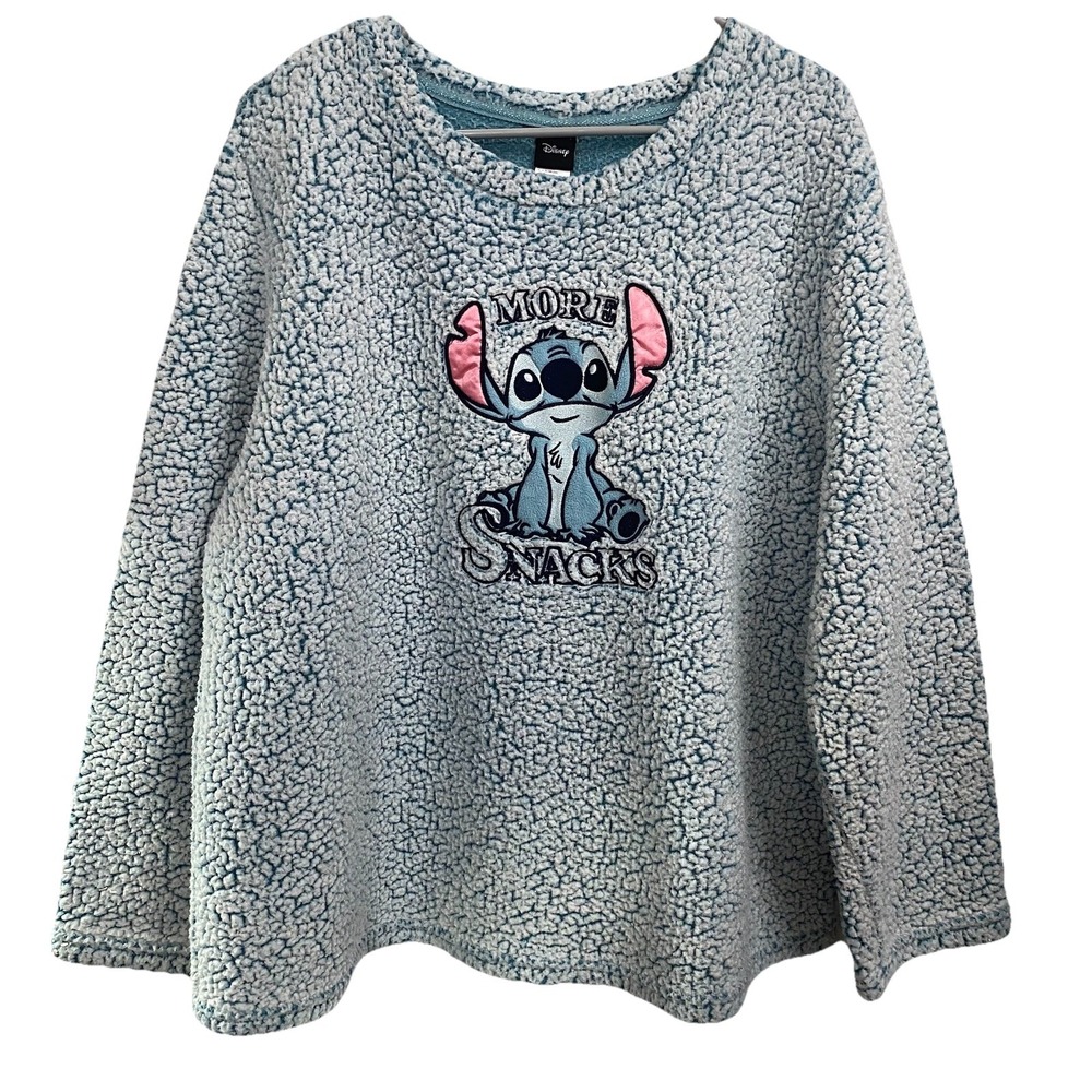Disney Lilo & Stitch Faux Fur Soft Sleepwear Top Sweatshirt 2X 18w-20w Blue